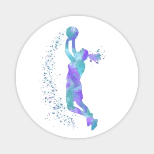 Basketball Girl Player Colorful Watercolor Silhouette Magnet